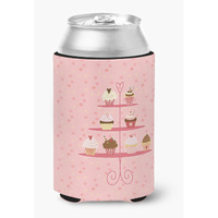 "Caroline's Treasures Cupcakes 3 Tier Pink Decorative Can Hugger, Multicolor"