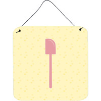 "Caroline's Treasures Spatula on Yellow Metal Print, 6H x 6W, Multicolor"