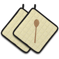"Caroline's Treasures Wooden Spoon on Yellow Decorated pot holder, 7.5HX7.5W, Multicolor"