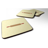 "Caroline's Treasures Rolling Pin on Yellow Decorative coasters, 3.5, Multicolor"