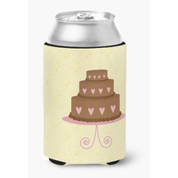 "Caroline's Treasures 3 Tier Heart Chocolate Cake on Yellow Decorative Can Hugger, Multicolor"