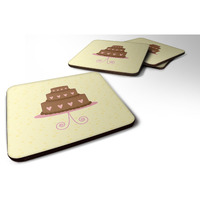 "Caroline's Treasures 3 Tier Heart Chocolate Cake on Yellow Decorative coasters, 3.5, Multicolor"