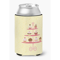 "Caroline's Treasures 3 Tier Cupcakes on Yellow Decorative Can Hugger, Multicolor"