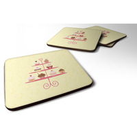"Caroline's Treasures 3 Tier Cupcakes on Yellow Decorative coasters, 3.5, Multicolor"