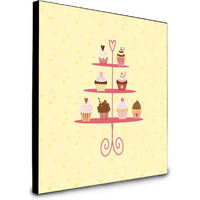 "Caroline's Treasures 3 Tier Cupcakes on Yellow Artwork Panel wall-decor, Multicolor"