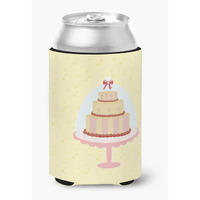 "Caroline's Treasures 3 Tier Cake on Yellow Decorative Can Hugger, Multicolor"