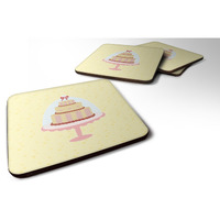 "Caroline's Treasures 3 Tier Cake on Yellow Decorative coasters, 3.5, Multicolor"