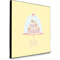 "Caroline's Treasures 3 Tier Cake on Yellow Artwork Panel wall-decor, Multicolor"