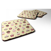 "Caroline's Treasures Cupcakes on Yellow Decorative coasters, 3.5, Multicolor"
