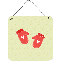 "Caroline's Treasures Oven Mitts on Green Metal Print, 6H x 6W, Multicolor"