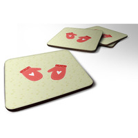 "Caroline's Treasures Oven Mitts on Green Decorative coasters, 3.5, Multicolor"