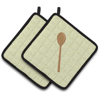 "Caroline's Treasures Wooden Spoon on Green Decorated pot holder, 7.5HX7.5W, Multicolor"