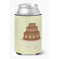 "Caroline's Treasures Heart Chocolate Cake on Green Decorative Can Hugger, Multicolor"