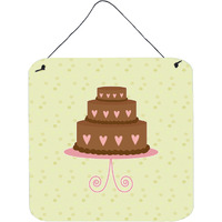 "Caroline's Treasures Heart Chocolate Cake on Green Metal Print, 6H x 6W, Multicolor"