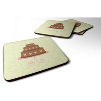 "Caroline's Treasures Heart Chocolate Cake on Green Decorative coasters, 3.5, Multicolor"
