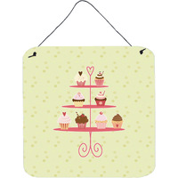 "Caroline's Treasures Cupcakes 3 Tier Stand on Green Metal Print, 6H x 6W, Multicolor"