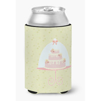"Caroline's Treasures Cake on Green Decorative Can Hugger, Multicolor"