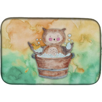 "Caroline's Treasures Owl Bathing Watercolor Dish Drying Mat, 14"" x 21"", Multicolor"