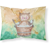 "Caroline's Treasures Owl Bathing Watercolor Printed, Polyester, 250 Thread count, Envelope closure Pillowcase, Standard, Multicolor"