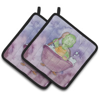 "Caroline's Treasures Turtle Bathing Watercolor Decorated pot holder, 7.5""H x 7.5""W, Multicolor"