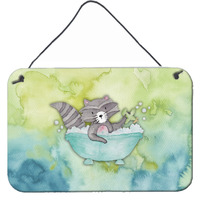 "Caroline's Treasures Raccoon Bathing Watercolor Metal Print, 8""H x 12""W, Multicolor"