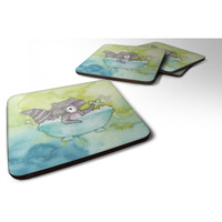 "Caroline's Treasures Raccoon Bathing Watercolor Decorative coasters, 3.5, Multicolor"