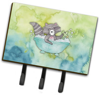 "Caroline's Treasures Raccoon Bathing Watercolor Wall Hook, Triple, Multicolor"