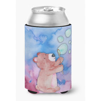"Caroline's Treasures Bear and Bubbles Watercolor Decorative Can Hugger, Multicolor"