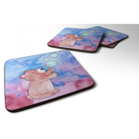 "Caroline's Treasures Bear and Bubbles Watercolor Decorative coasters, 3.5, Multicolor"