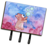 "Caroline's Treasures Bear and Bubbles Watercolor Wall Hook, Triple, Multicolor"