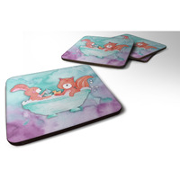 "Caroline's Treasures Rabbit and Squirrel Bathing Watercolor Decorative coasters, 3.5, Multicolor"
