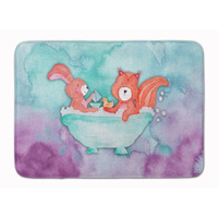"Caroline's Treasures Rabbit and Squirrel Bathing Watercolor Floor Mat, 19""H x 27""W, Multicolor"