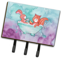"Caroline's Treasures Rabbit and Squirrel Bathing Watercolor Wall Hook, Triple, Multicolor"