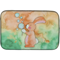 "Caroline's Treasures Rabbit And Bubbles Watercolor Dish Drying Mat, 14"" x 21"", Multicolor"