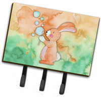 "Caroline's Treasures Rabbit and Bubbles Watercolor Wall Hook, Triple, Multicolor"