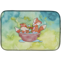 "Caroline's Treasures Foxes Bathing Watercolor Dish Drying Mat, 14"" x 21"", Multicolor"