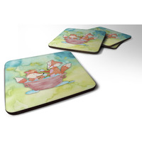 "Caroline's Treasures Foxes Bathing Watercolor Decorative coasters, 3.5, Multicolor"