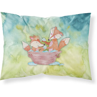 "Caroline's Treasures Foxes Bathing Watercolor Printed, Polyester, 250 Thread count, Envelope closure Pillowcase, Standard, Multicolor"