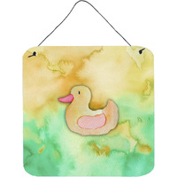 "Caroline's Treasures Rubber Duckie Watercolor Metal Print, 6""H x 6""W, Multicolor"