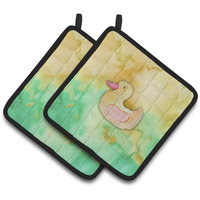 "Caroline's Treasures Rubber Duckie Watercolor Decorated pot holder, 7.5""H x 7.5""W, Multicolor"