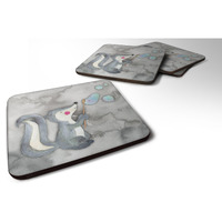 "Caroline's Treasures Skunk and Bubbles Watercolor Decorative coasters, 3.5, Multicolor"