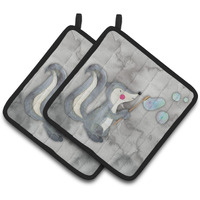 "Caroline's Treasures Skunk and Bubbles Watercolor Decorated pot holder, 7.5""H x 7.5""W, Multicolor"
