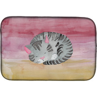 "Caroline's Treasures Sleeping Grey Cat Watercolor Dish Drying Mat, 14"" x 21"", Multicolor"