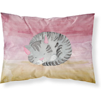 "Caroline's Treasures ""Sleeping Grey Cat Watercolor"" Printed, Polyester Envelope Closure pillowcase, Standard, Multicolor"