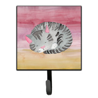 "Caroline's Treasures Sleeping Grey Cat Watercolor Wall Hook, Small, Multicolor"
