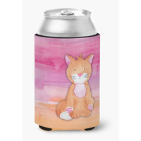 "Caroline's Treasures Orange Cat Watercolor Decorative Can Hugger, Multicolor"
