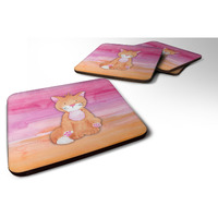 "Caroline's Treasures Orange Cat Watercolor Decorative coasters, 3.5, Multicolor"