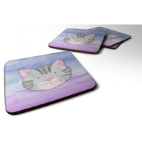 "Caroline's Treasures Cat Face Watercolor Decorative coasters, 3.5, Multicolor"