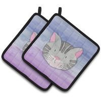 "Caroline's Treasures Cat Face Watercolor Decorated pot holder, 7.5""H x 7.5""W, Multicolor"