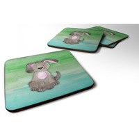 "Caroline's Treasures Dog Teal and Green Watercolor Decorative coasters, 3.5, Multicolor"